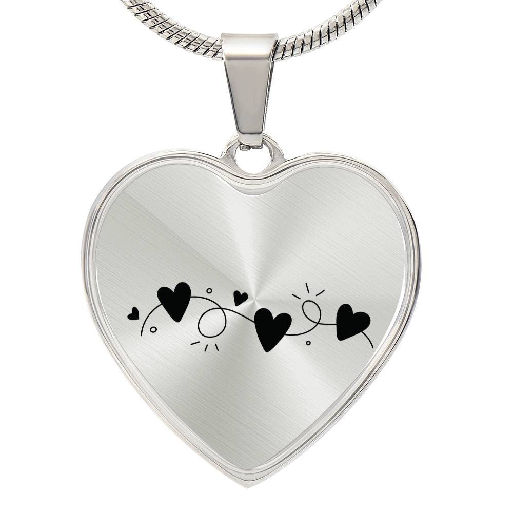 Graphic Heart Pendant + Necklace - Garland of Hearts