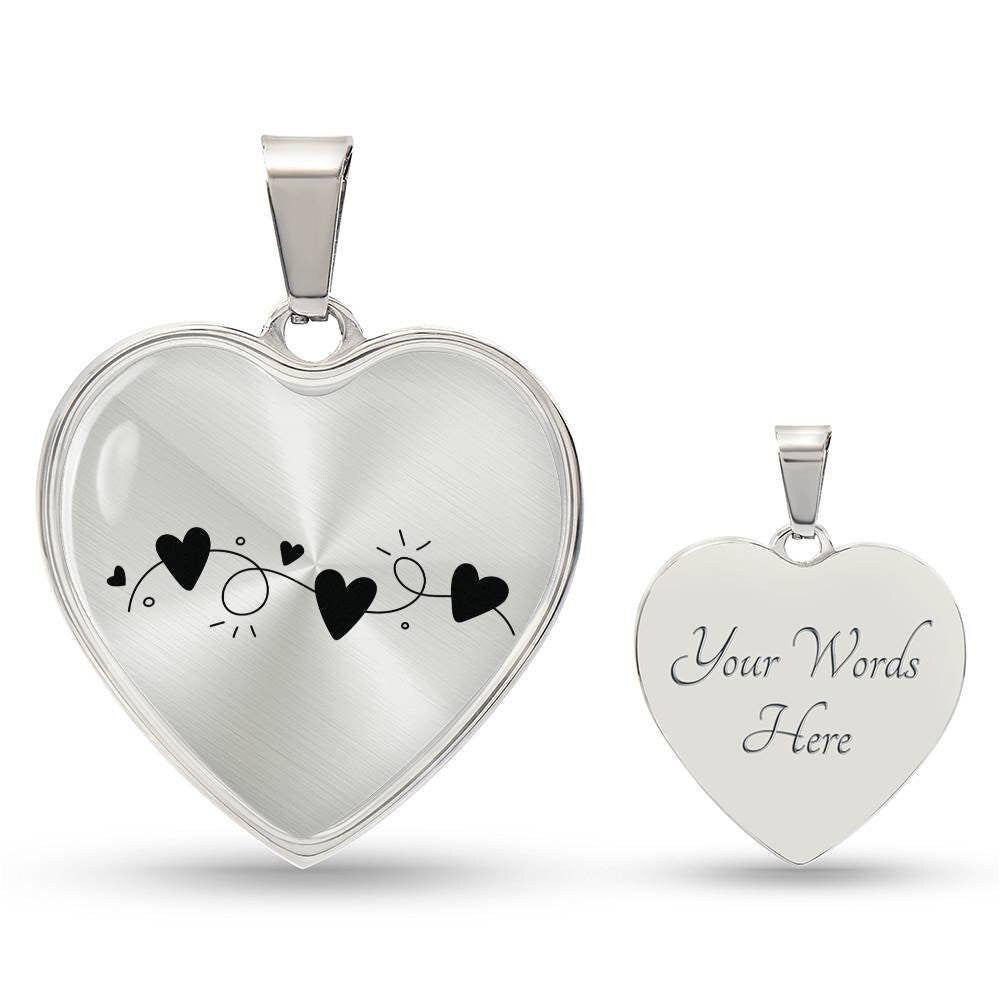 Graphic Heart Pendant + Necklace - Garland of Hearts