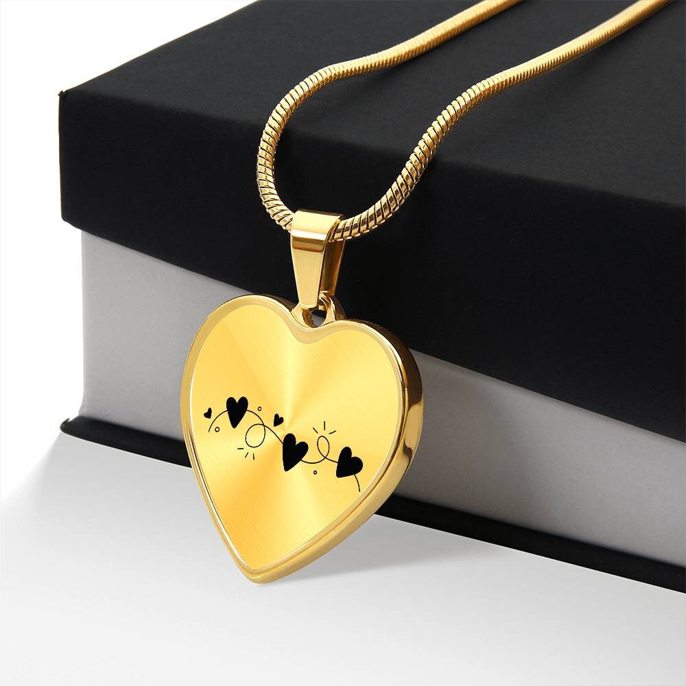 Graphic Heart Pendant + Necklace - Garland of Hearts