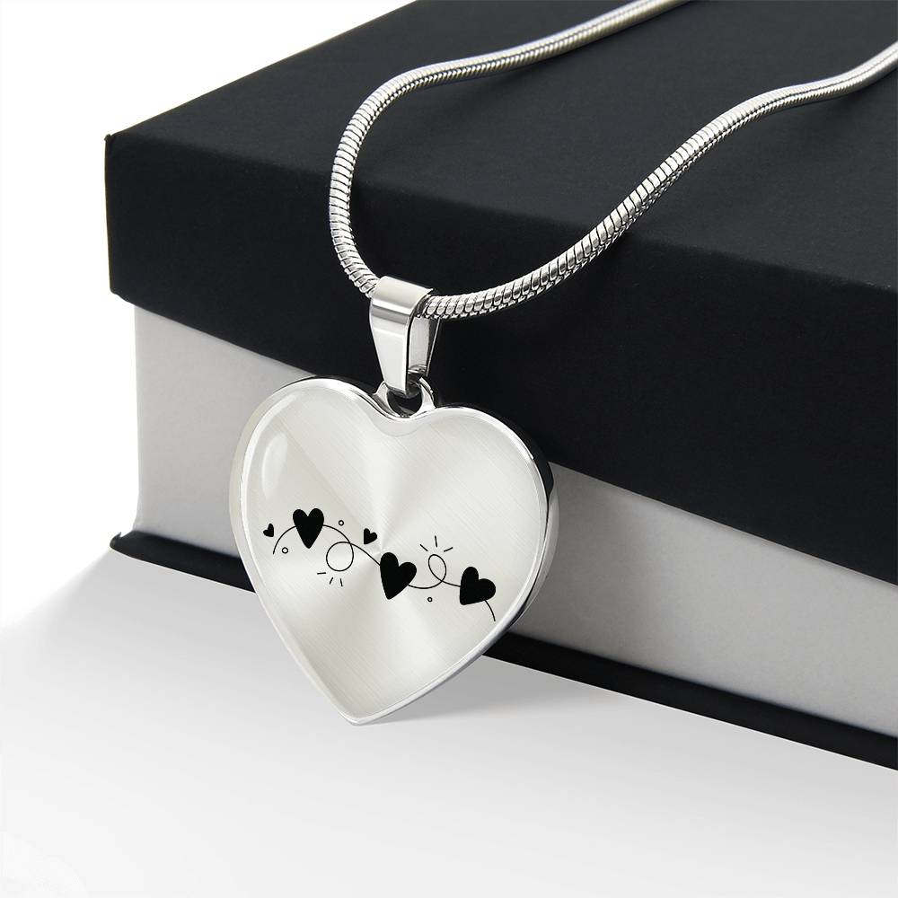 Graphic Heart Pendant + Necklace - Garland of Hearts