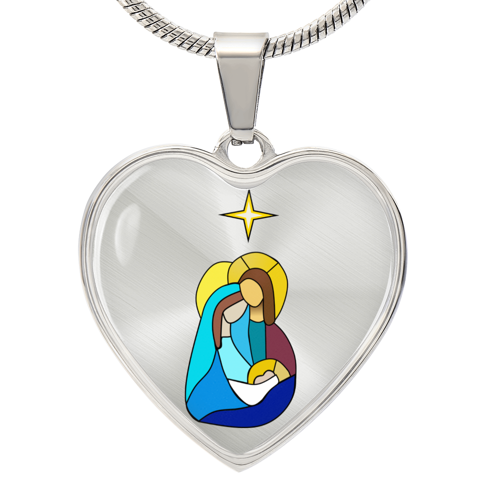 Graphic Heart Pendant + Necklace - Holy Family