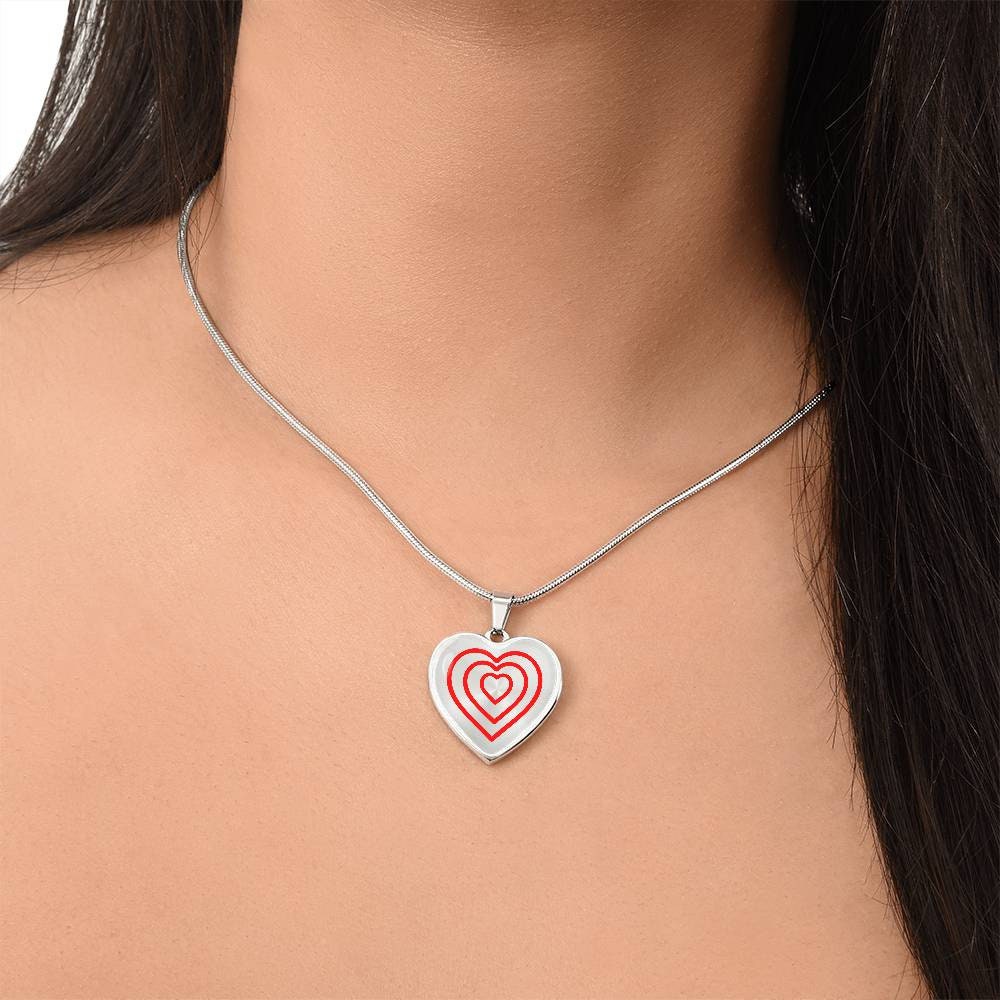 Graphic Heart Pendant + Necklace - Love Line Art