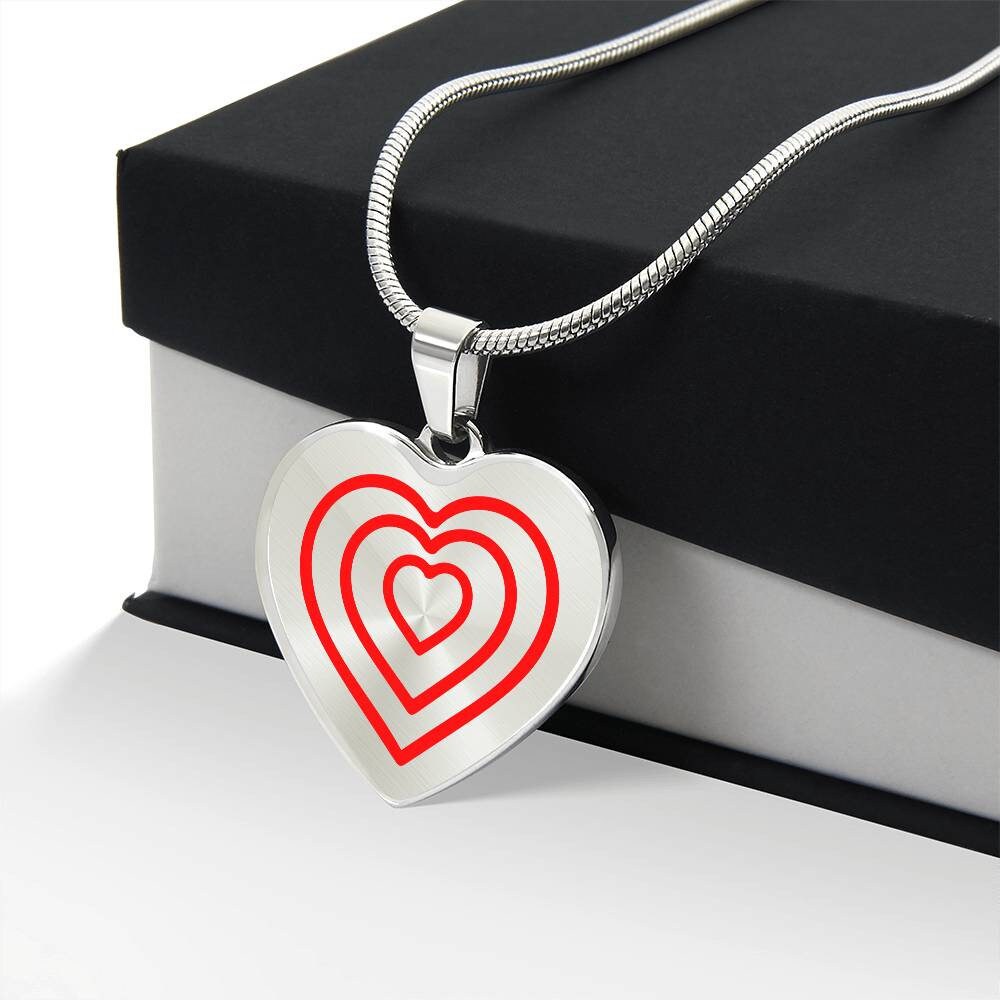 Graphic Heart Pendant + Necklace - Love Line Art