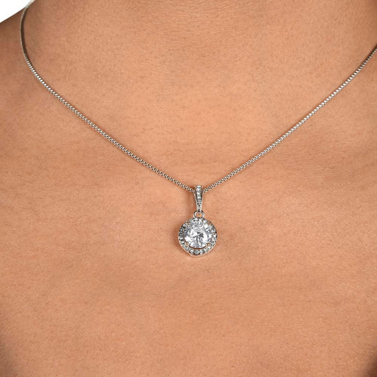 Surprise your loved one with a timeless and elegant gift. Our dazzling Eternal Hope Necklace features a cushion cut center cubic zirconia that will sparkle with every step. The center crystal is adorned with equally brilliant CZ crystals, ensuring a stunning look every wear. Wow her by gifting her an accessory that will pair with everything in her wardrobe!