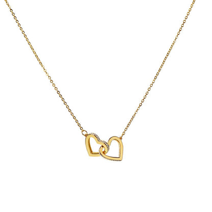 Give her the gift that symbolizes your never-ending love. Featuring two lovely hearts embellished with cubic zirconia crystals, this Interlocking Hearts necklace is the perfect accessory for everyday wear. Whether it's a memorable anniversary or a special birthday, make sure to dazzle your special someone by gifting them this stunning necklace.