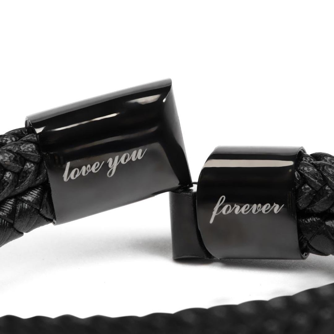 Men Leather bracelet, Love you forever bracelet, Valentine gift for him, Birthday gift, Engraved bracelet, Beaded stainless steel Bracelet