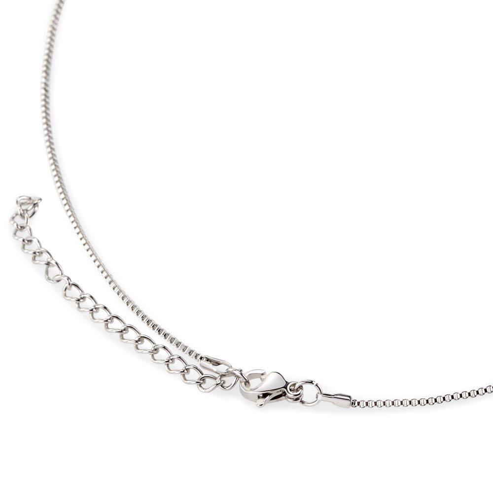 Hand crafted details make this necklace a stand out. This versatile necklace is dipped in white gold and set with shimmering crystals. A dancing center Cubic Zirconia is suspended from two fine points and is designed so as to not touch the skin but continually move in a vibrating fashion.