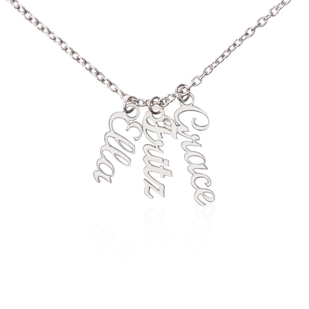 3 Vertical Name Necklace, Personalized Name Jewelry, Custom 18K Gold Pendant, Keepsake Jewelry, Mothers Day Gift, Valentine Gift for Her