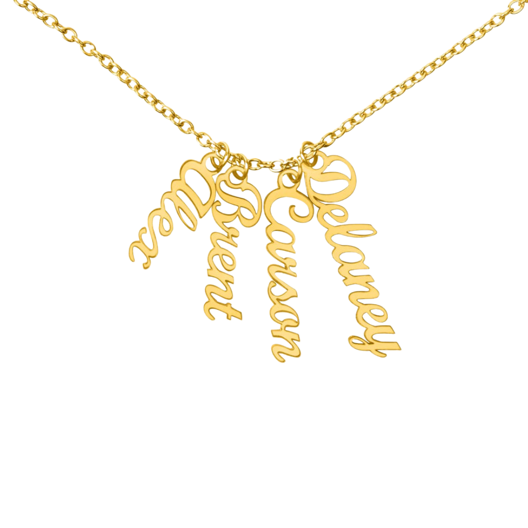 Personalized 4 Vertical Name Necklace, Name Necklace, Custom Name Pendant, Keepsake Jewelry, Mothers Day Gift, Valentine Gift for Her
