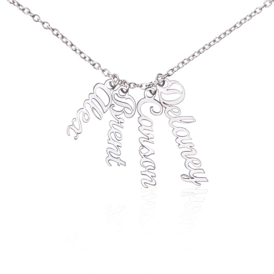 Personalized 4 Vertical Name Necklace, Name Necklace, Custom Name Pendant, Keepsake Jewelry, Mothers Day Gift, Valentine Gift for Her