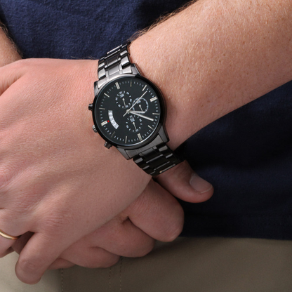 Montre chronographe noire personnalisée