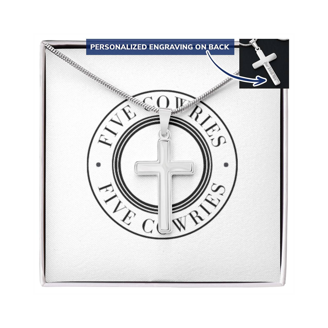 Personalized Cross Pendant With Snake Chain Necklace, Unisex Cross Stainless Steel Jewelry, Engraved Birthday Gift for him, Valentine Gift