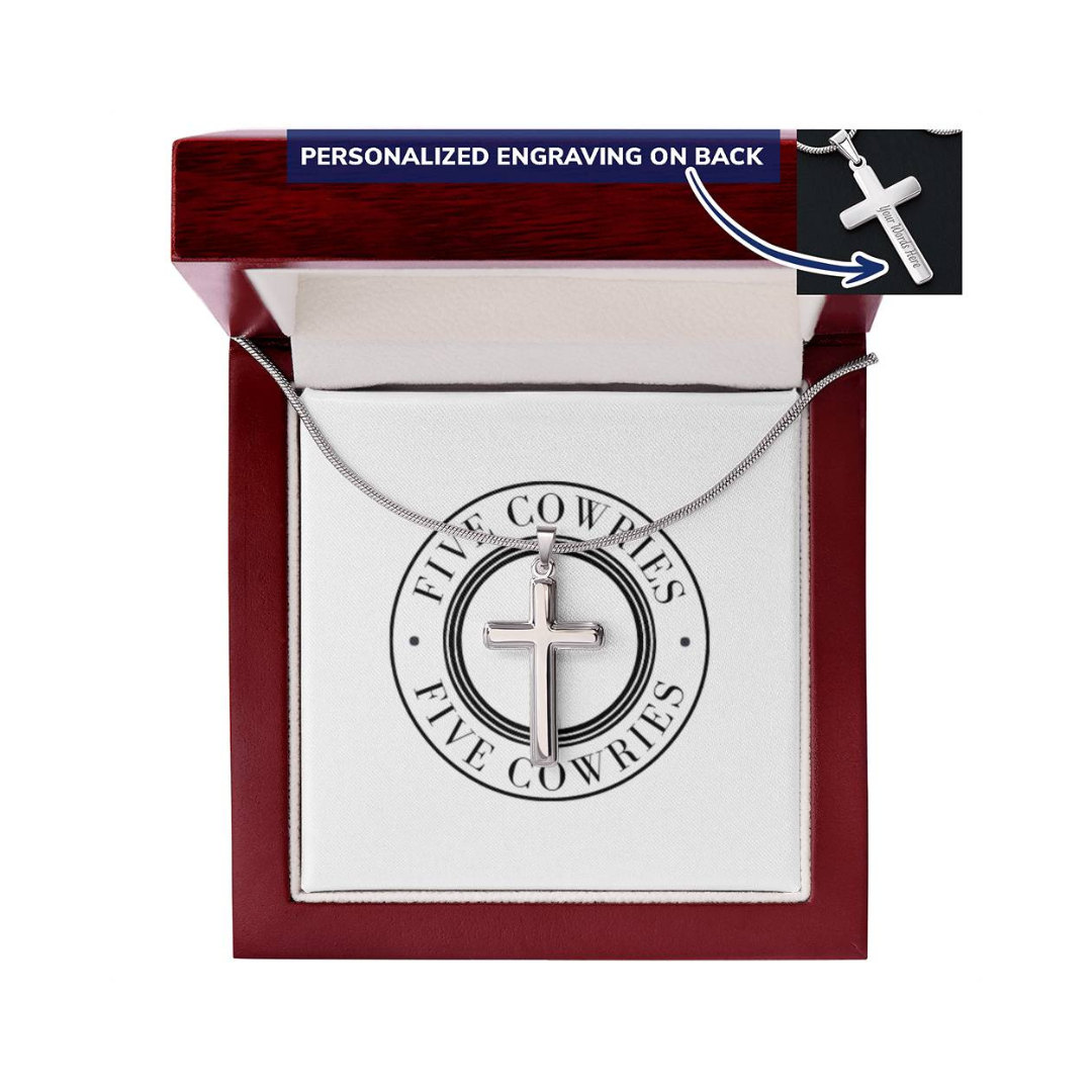 Personalized Cross Pendant With Snake Chain Necklace, Unisex Cross Stainless Steel Jewelry, Engraved Birthday Gift for him, Valentine Gift