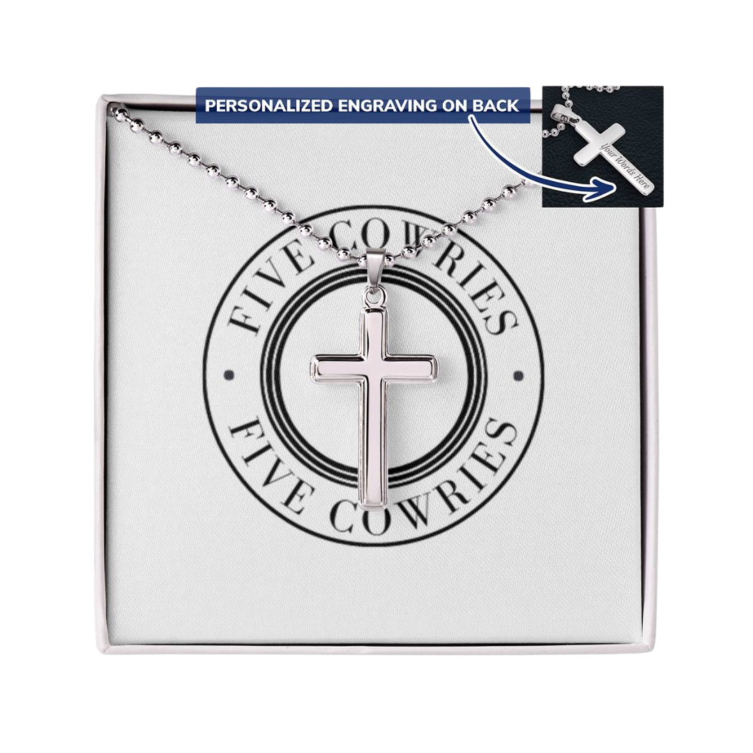 Personalized Cross Pendant With Ball Chain Necklace, Unisex Cross Stainless Steel Jewelry, Engraved Birthday Gift for him, Valentine Gift
