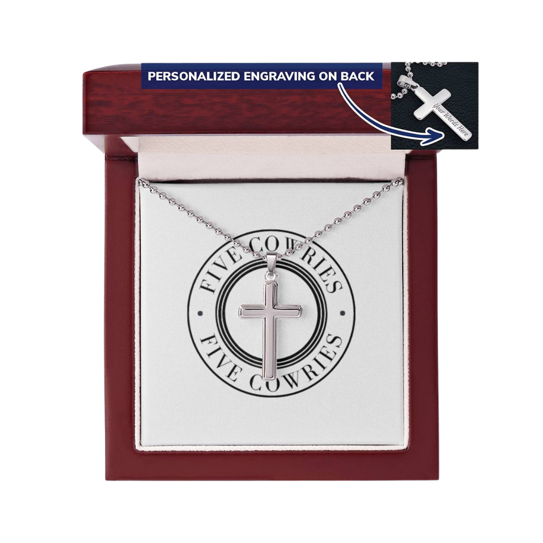 Personalized Cross Pendant With Ball Chain Necklace, Unisex Cross Stainless Steel Jewelry, Engraved Birthday Gift for him, Valentine Gift