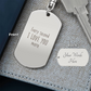 Create a unique keepsake with our Engraved Dog Tag Keychain. This high-quality stainless steel piece can be customized on the back in a scripted font, with 2 lines of text, up to 20 characters each.