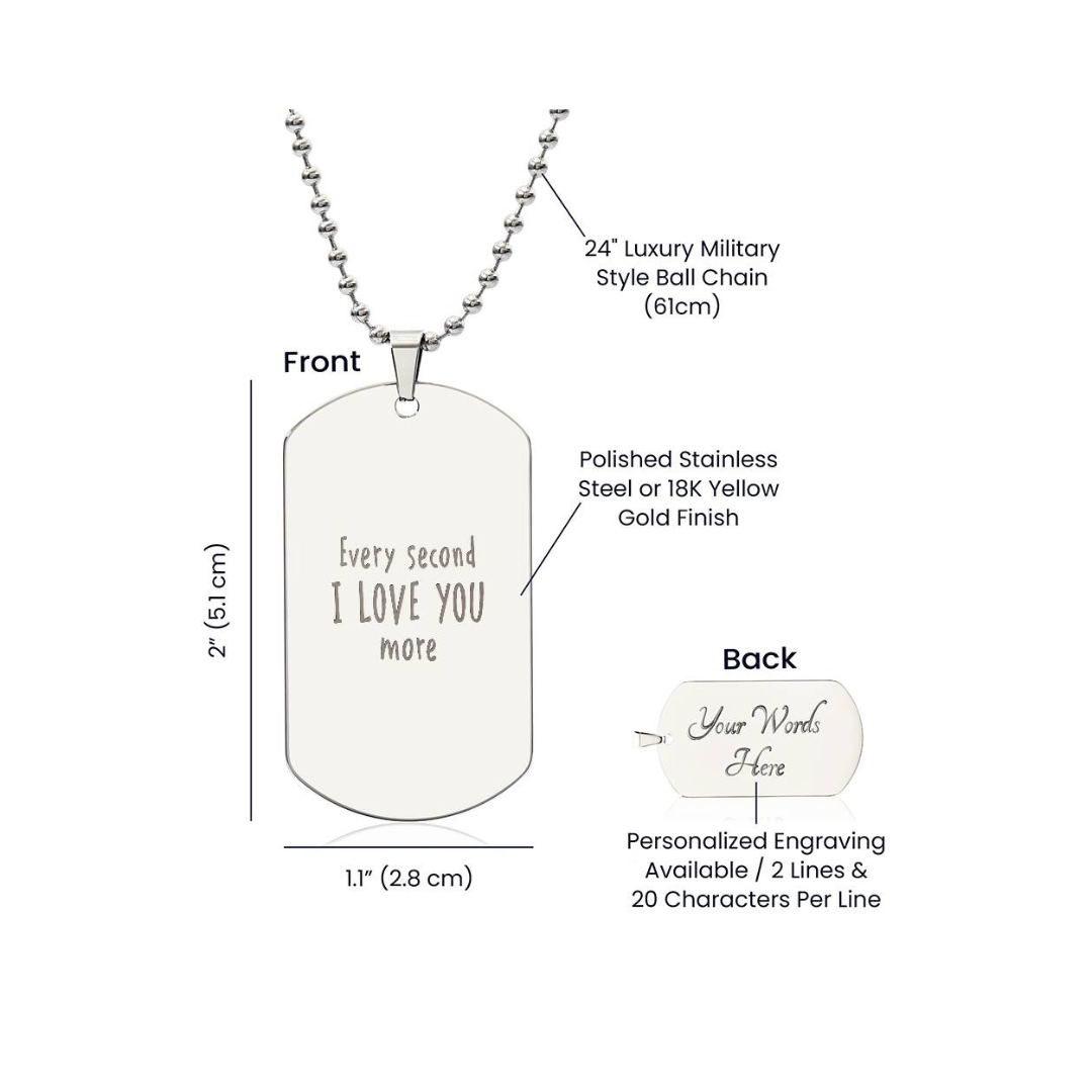 Personalized Handwritten Message Engraved Dog Tag Necklace, customized gift, gifts for him, military dog tag, personalized gift, custom necklace, fathers day gift, keepsake gift