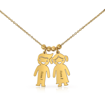 Personalized Kid Charm Necklace, Engraved Handmade Jewelry, Custom Keepsake Necklace, Boy or Girl Name Pendant, Gift for mom, Gift for her