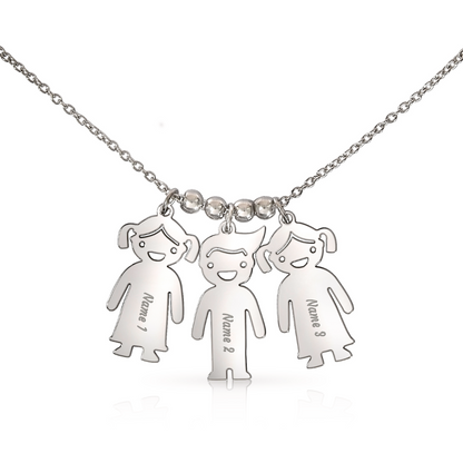 Personalized Kid Charm Necklace, Engraved Handmade Jewelry, Custom Keepsake Necklace, Boy or Girl Name Pendant, Gift for mom, Gift for her
