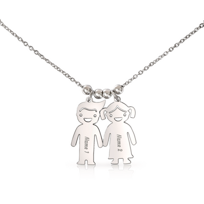 Personalized Kid Charm Necklace, Engraved Handmade Jewelry, Custom Keepsake Necklace, Boy or Girl Name Pendant, Gift for mom, Gift for her