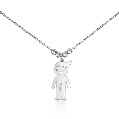 Personalized Kid Charm Necklace, Engraved Handmade Jewelry, Custom Keepsake Necklace, Boy or Girl Name Pendant, Gift for mom, Gift for her