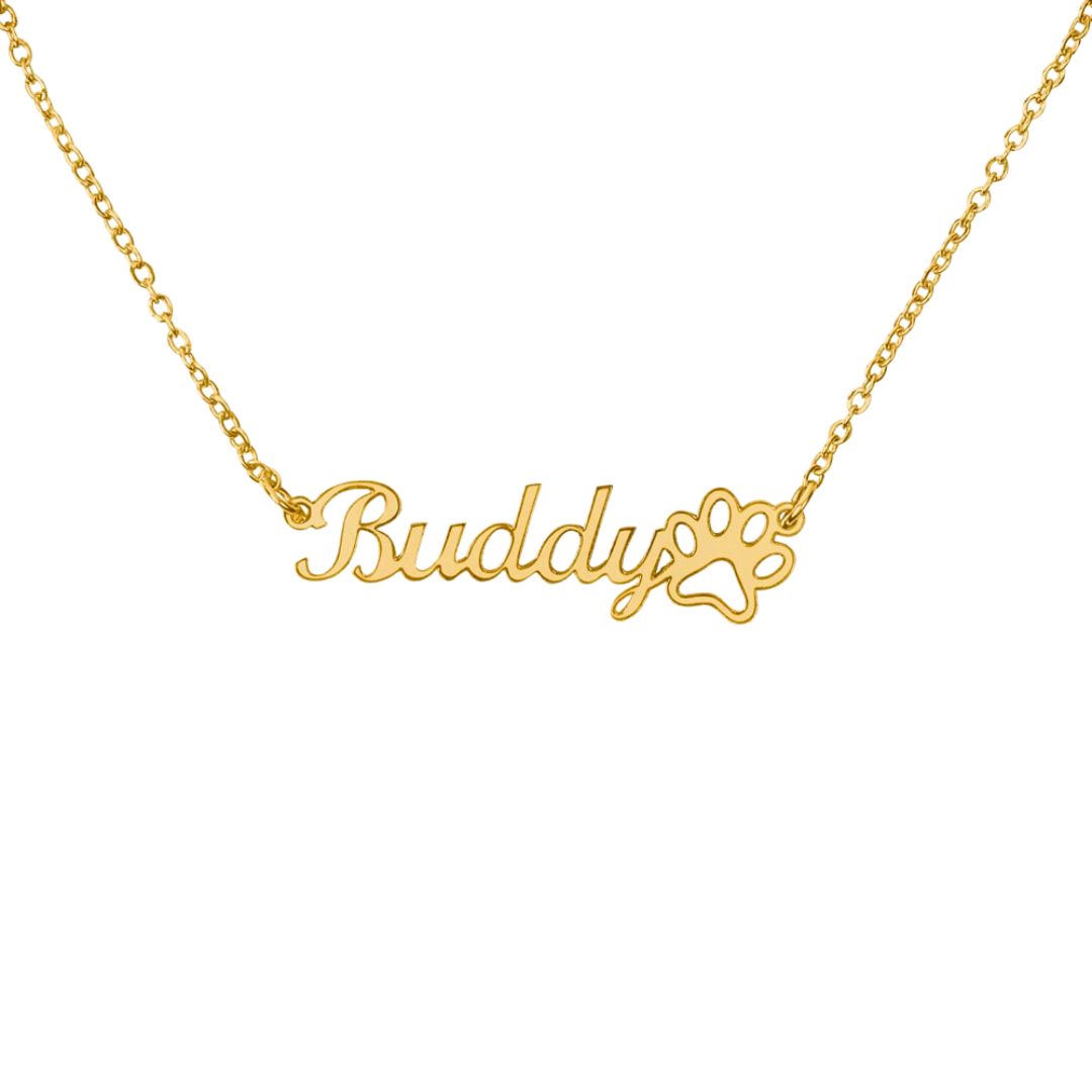 Name Necklace With Paw, Personalized Dog Name Necklace, Pet Name Jewelry, Custom Name Pendant, Keepsake Necklace, Pet Memorial Gift for her