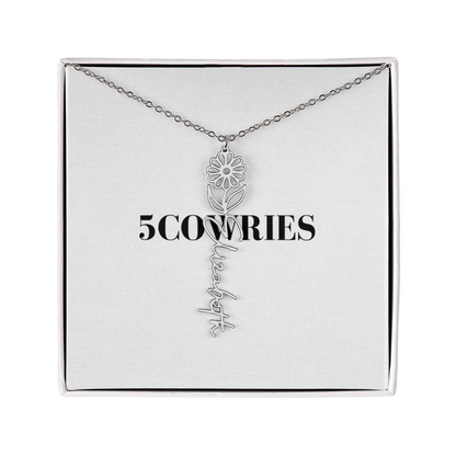 Name Necklace With Flower, Personalized Birth Flower Name Pendant, Custom Floral Name Jewelry, Mothers Day Gift, Valentine Gift for Her
