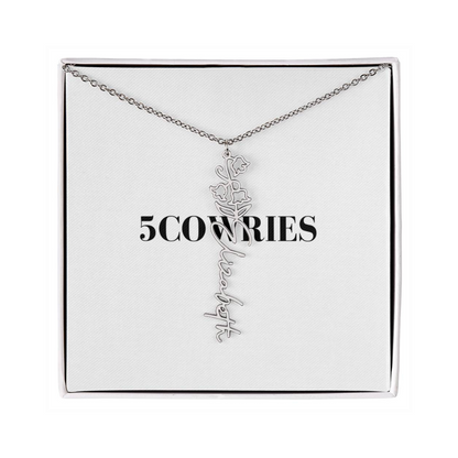 Name Necklace With Flower, Personalized Birth Flower Name Pendant, Custom Floral Name Jewelry, Mothers Day Gift, Valentine Gift for Her