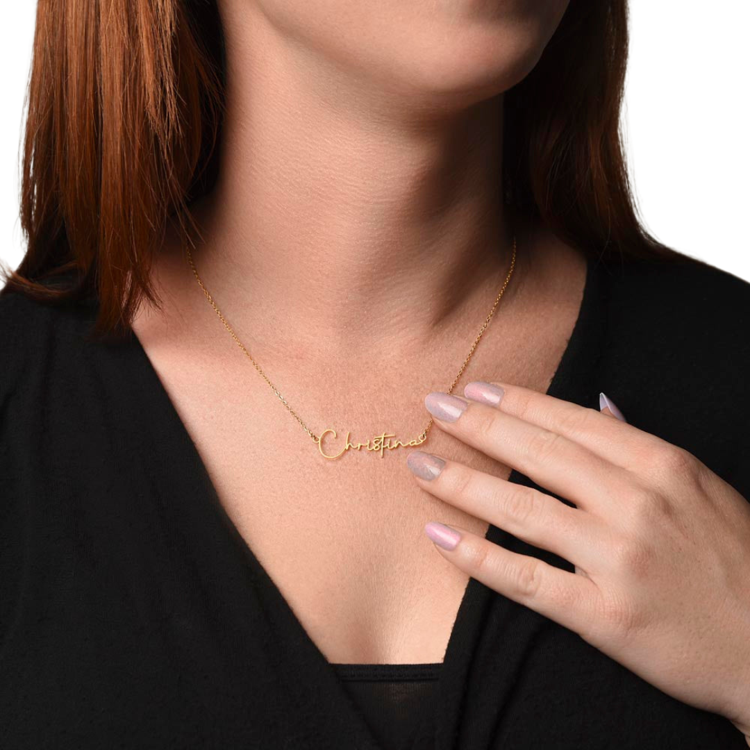 Signature Style Name Necklace, Personalized Name Jewelry, Custom Name Pendant, Mothers Day Gift, Valentine Gift for Her, Birthday Gift