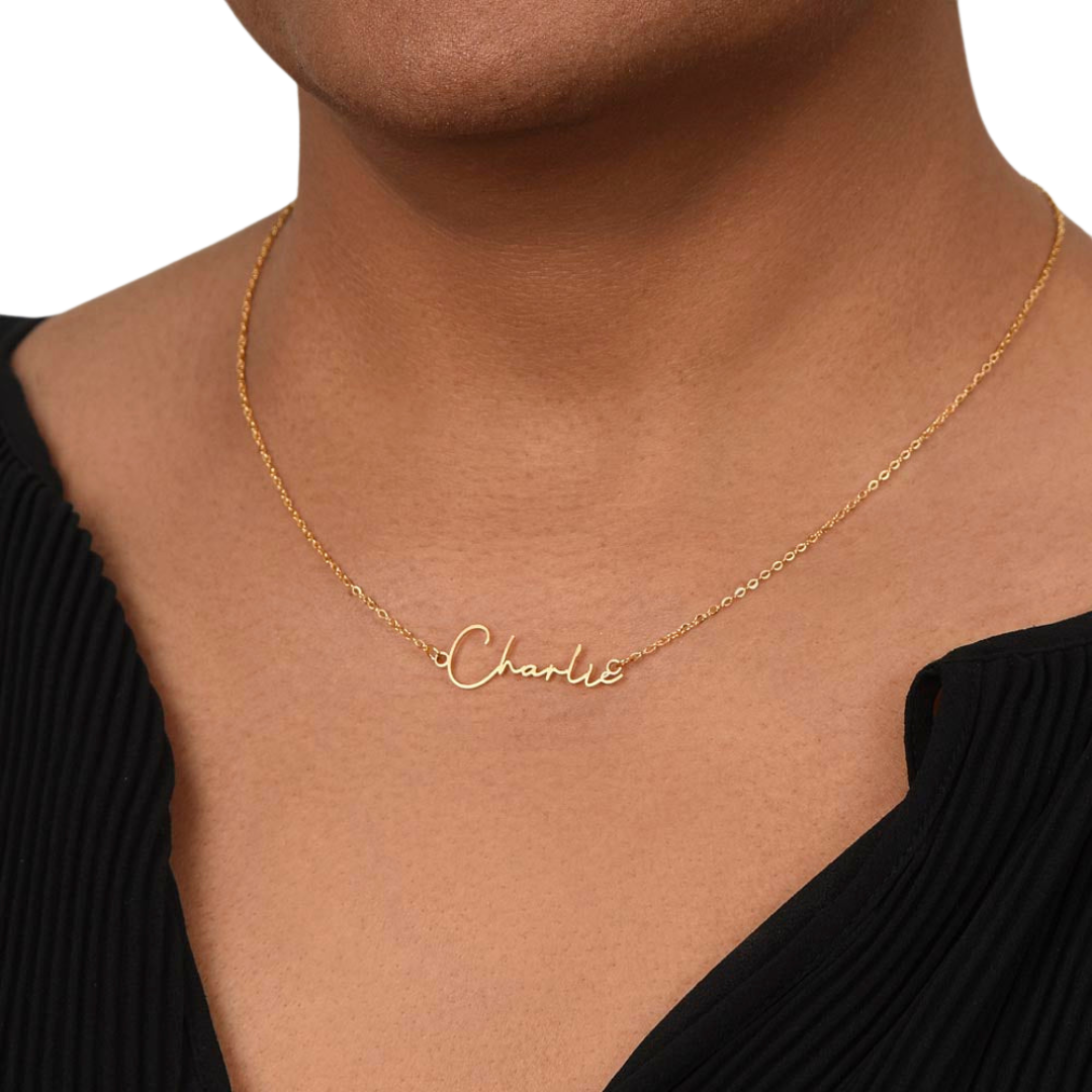 Signature Style Name Necklace, Personalized Name Jewelry, Custom Name Pendant, Mothers Day Gift, Valentine Gift for Her, Birthday Gift