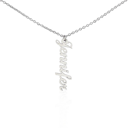 Vertical Name Necklace, Personalized Name Necklace, Custom Name Pendant Jewelry, Monogram Keepsake, Mothers Day Gift, Valentine Gift for Her