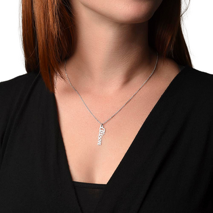 Vertical Name Necklace, Personalized Name Necklace, Custom Name Pendant Jewelry, Monogram Keepsake, Mothers Day Gift, Valentine Gift for Her