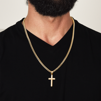Personalized Artisan Cross Pendant With Cuban Link Chain