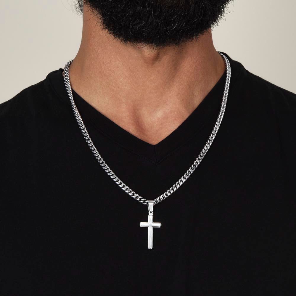 Personalized Artisan Cross Pendant With Cuban Link Chain