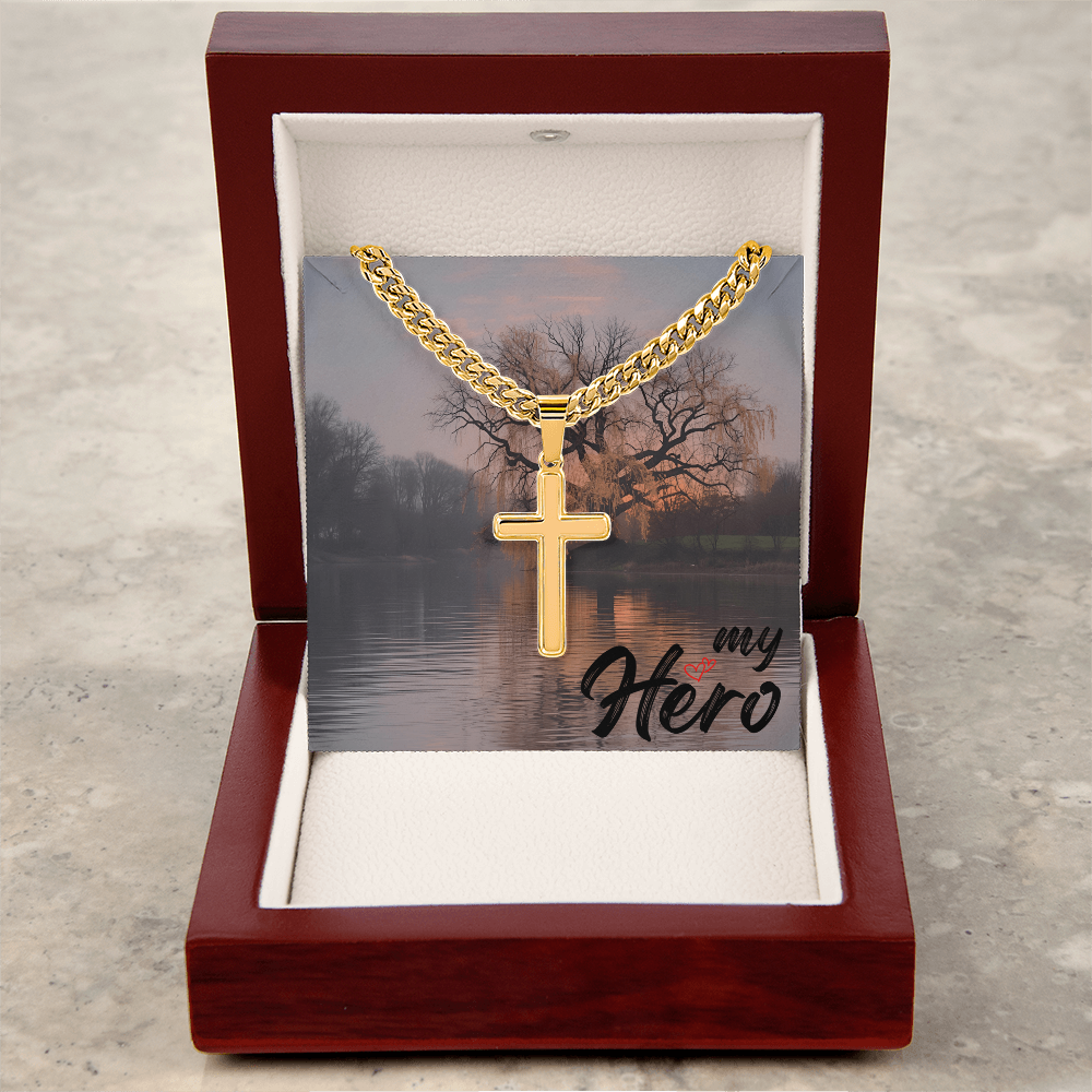 Personalized Artisan Cross Pendant With Cuban Link Chain