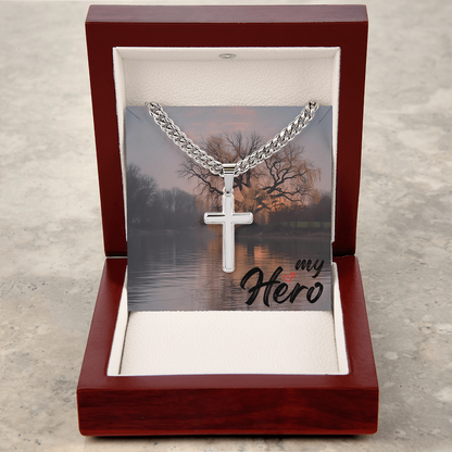 Personalized Artisan Cross Pendant With Cuban Link Chain