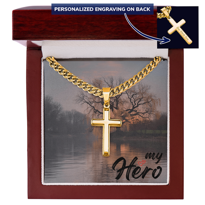 Personalized Artisan Cross Pendant With Cuban Link Chain