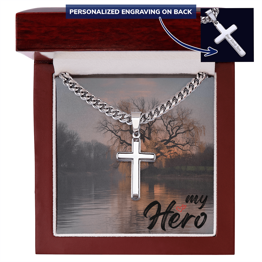 Personalized Artisan Cross Pendant With Cuban Link Chain