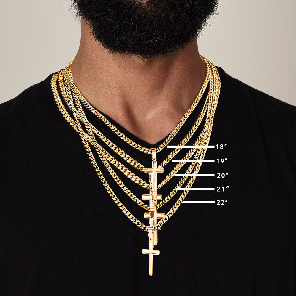 Personalized Artisan Cross Pendant With Cuban Link Chain