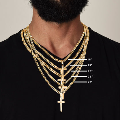 Personalized Artisan Cross Pendant With Cuban Link Chain