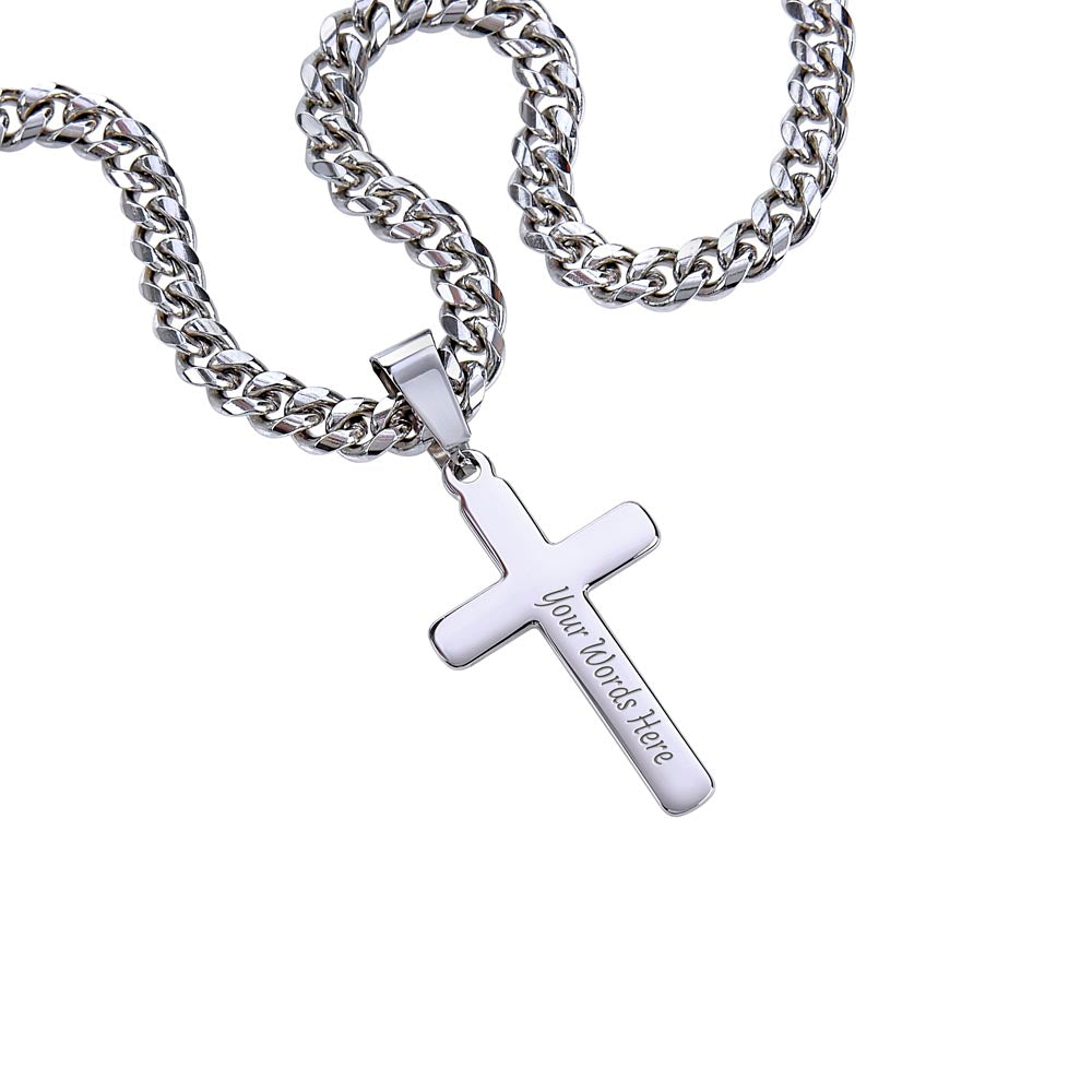 Personalized Artisan Cross Pendant With Cuban Link Chain