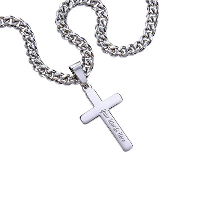 Personalized Artisan Cross Pendant With Cuban Link Chain
