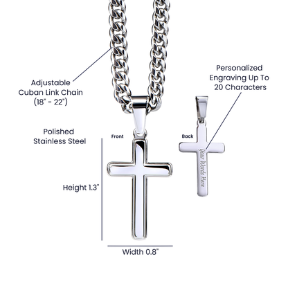 Personalized Artisan Cross Pendant With Cuban Link Chain