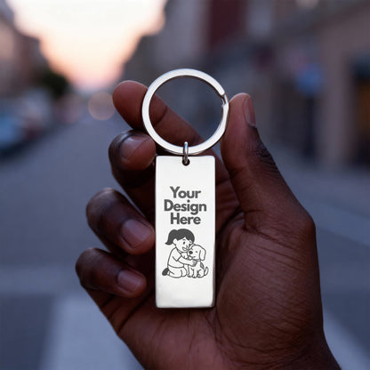 Give a gift that speaks from the heart with this Engraved Rectangle Keychain. Personalize it with a special message, date, or phrase that means the world to your loved one. Each keychain is laser-engraved with care, so your words will never fade. Every time they grab their keys, they’ll think of you.