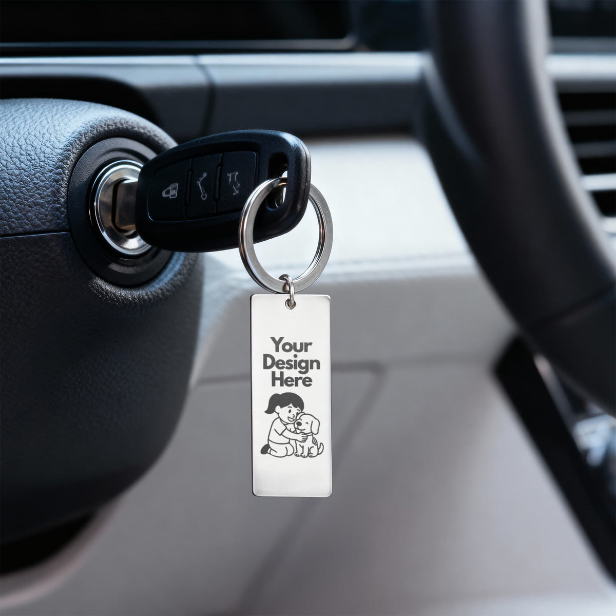 Give a gift that speaks from the heart with this Engraved Rectangle Keychain. Personalize it with a special message, date, or phrase that means the world to your loved one. Each keychain is laser-engraved with care, so your words will never fade. Every time they grab their keys, they’ll think of you.
