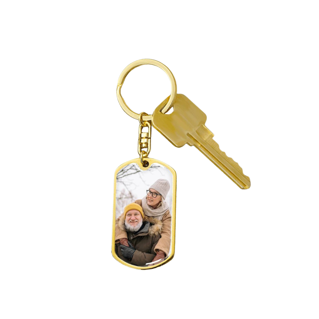 Photo Dog Tag Swivel Keychain, Custom Picture Dog Tag Keychain, Personalized Keychain for him, Engraved Keychain, Military Dog-tag Keychain