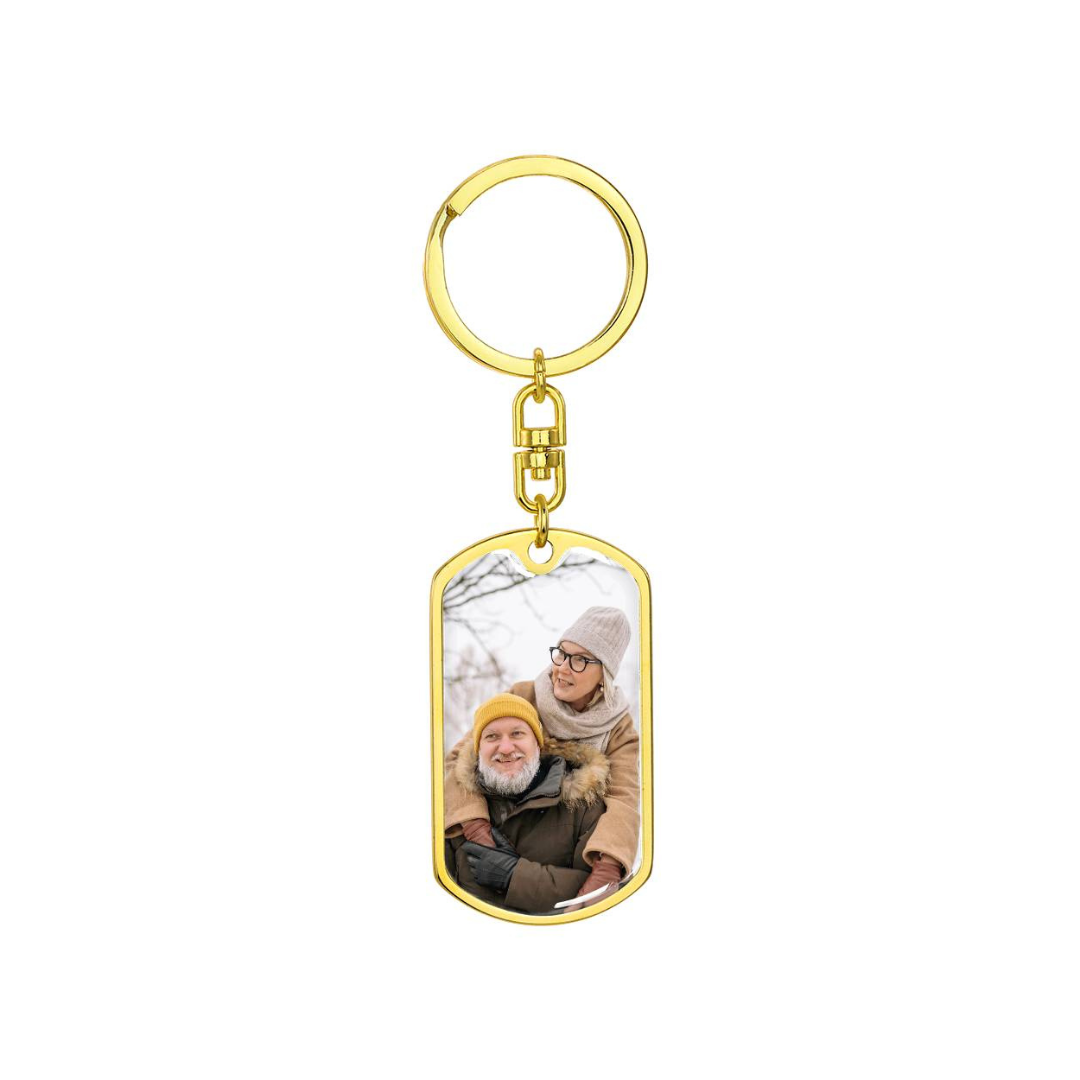 Photo Dog Tag Swivel Keychain, Custom Picture Dog Tag Keychain, Personalized Keychain for him, Engraved Keychain, Military Dog-tag Keychain