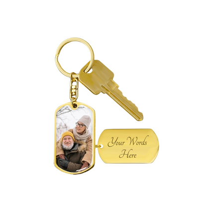 Photo Dog Tag Swivel Keychain, Custom Picture Dog Tag Keychain, Personalized Keychain for him, Engraved Keychain, Military Dog-tag Keychain