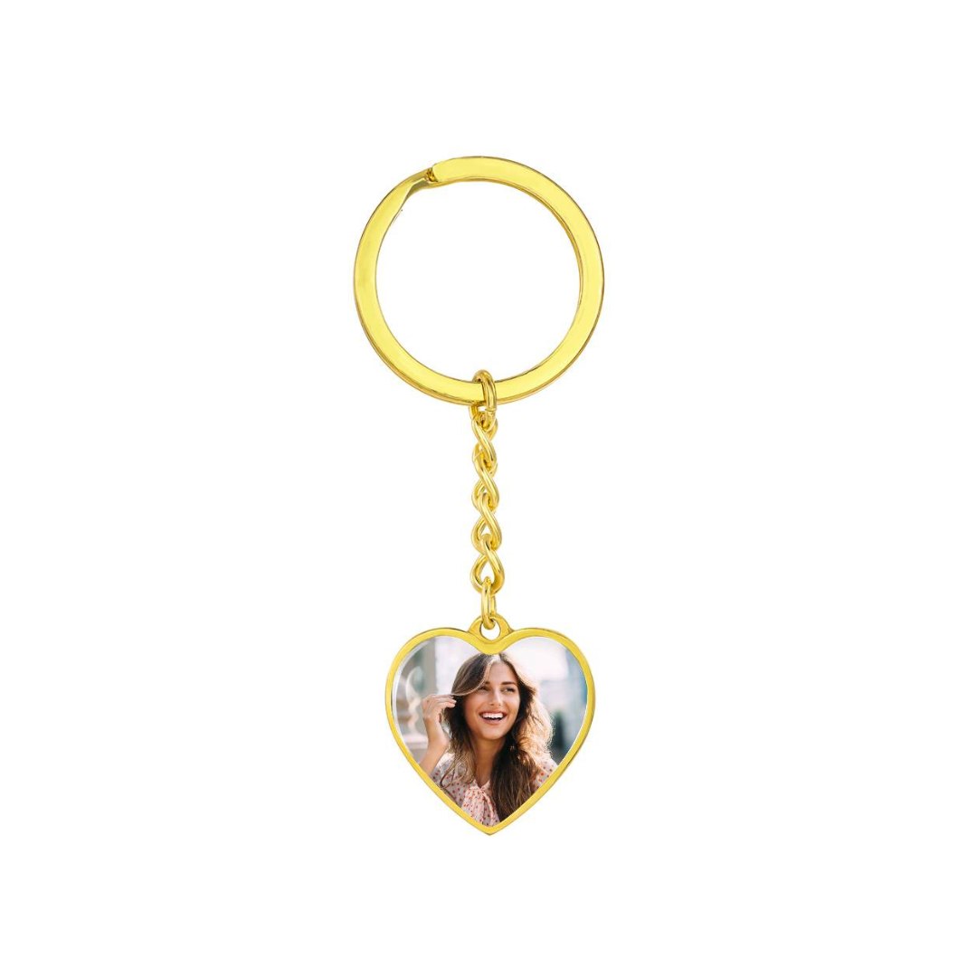 Photo Heart Keychain, Custom Photo Heart Keychain, Personalized Picture Heart Keychain, Engraved Photo Heart Pendant, Custom Gift for Her, Valentine Gift