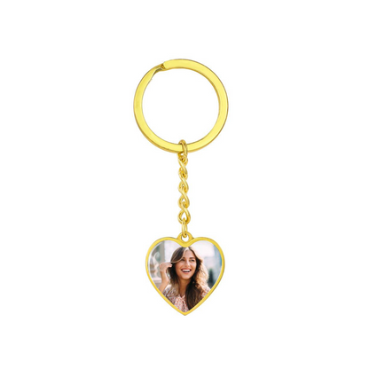 Photo Heart Keychain, Custom Photo Heart Keychain, Personalized Picture Heart Keychain, Engraved Photo Heart Pendant, Custom Gift for Her, Valentine Gift